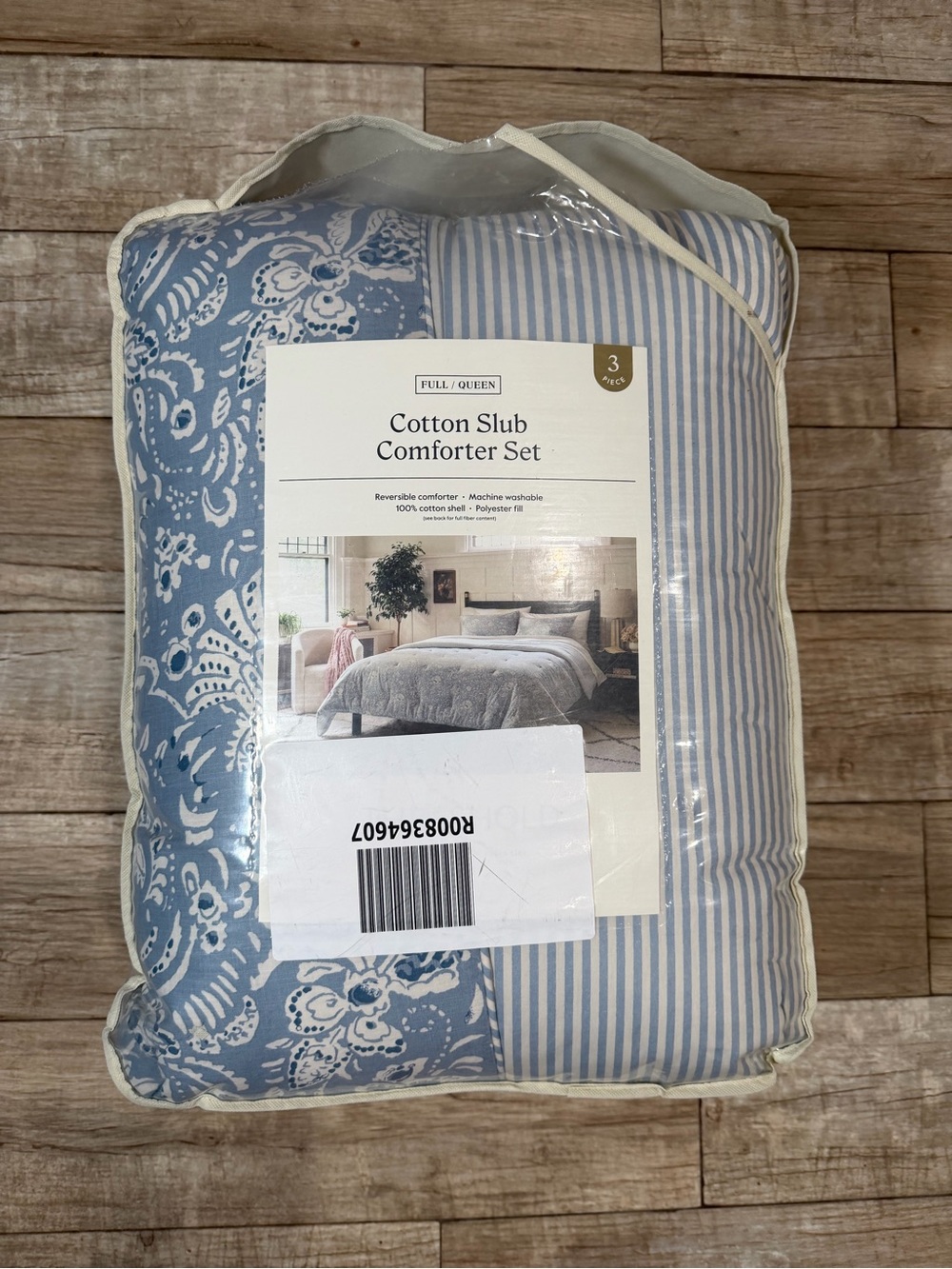 Threshold Cotton Slub Comforter Set - Blue & White Floral/Stripe